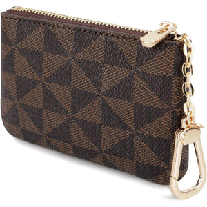 Veki Coin Purse Change Mini Purse Wallet With Key Chain Ring Zipper for Men Women Fashionable Bag Key Chain Pendant Leather Classic Clutch Purse(Brown)