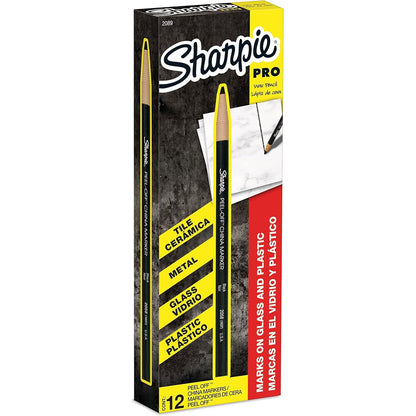 Sharpie Peel-Off China Marker Grease Pencils, Black, Box of 12