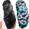 2 Pcs Silk Bonnet for Women Satin, Soft Elastic Band Silky Sleeping Cap Big Bonnets for Braids - Black+flower E