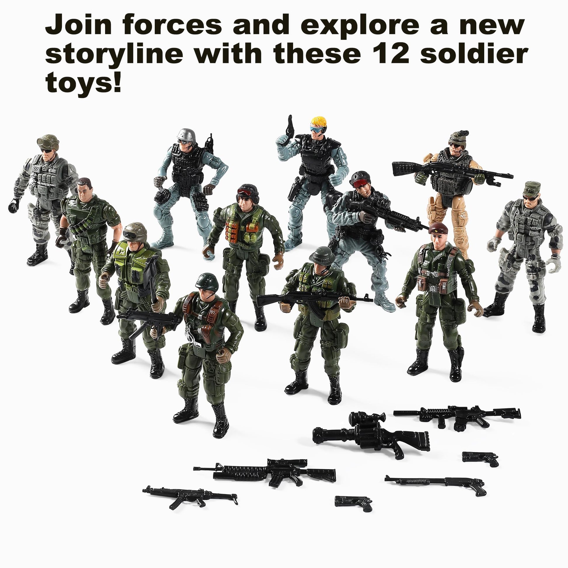 Buy now Mr.River US Army Men and SWAT Team Toy Soldiers Action Figures with Military Weapons Accessories for Kids Boys Girls,12Pcs at indiglob india