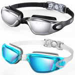 Buy now Aegend Swim Goggles, 2 Pack Swimming Goggles No Leaking Adult Men Women Youth Bright Slivery & Sky Blue With Blue Strap at indiglob india