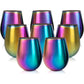 'Eco Unbreakable Holographic Stainless Steel Wine Glasses (16 oz, Set of 8) - Multi-Color Wine Tumblers Maintain Drink Temperature - Great for Entertaining & Parties - Shatterproof, Reusable Tumblers - My Store