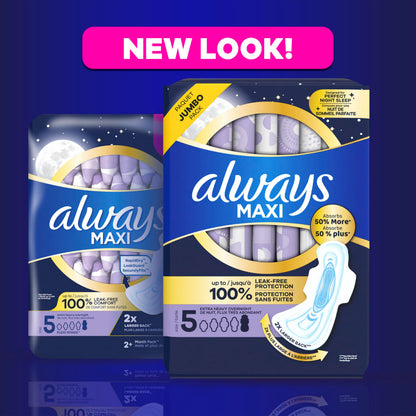Buy now Always Maxi Overnight Pads with Wings for Women, Size 5, Extra Heavy Overnight Absorbency, Unscented, 36 Count at indiglob india