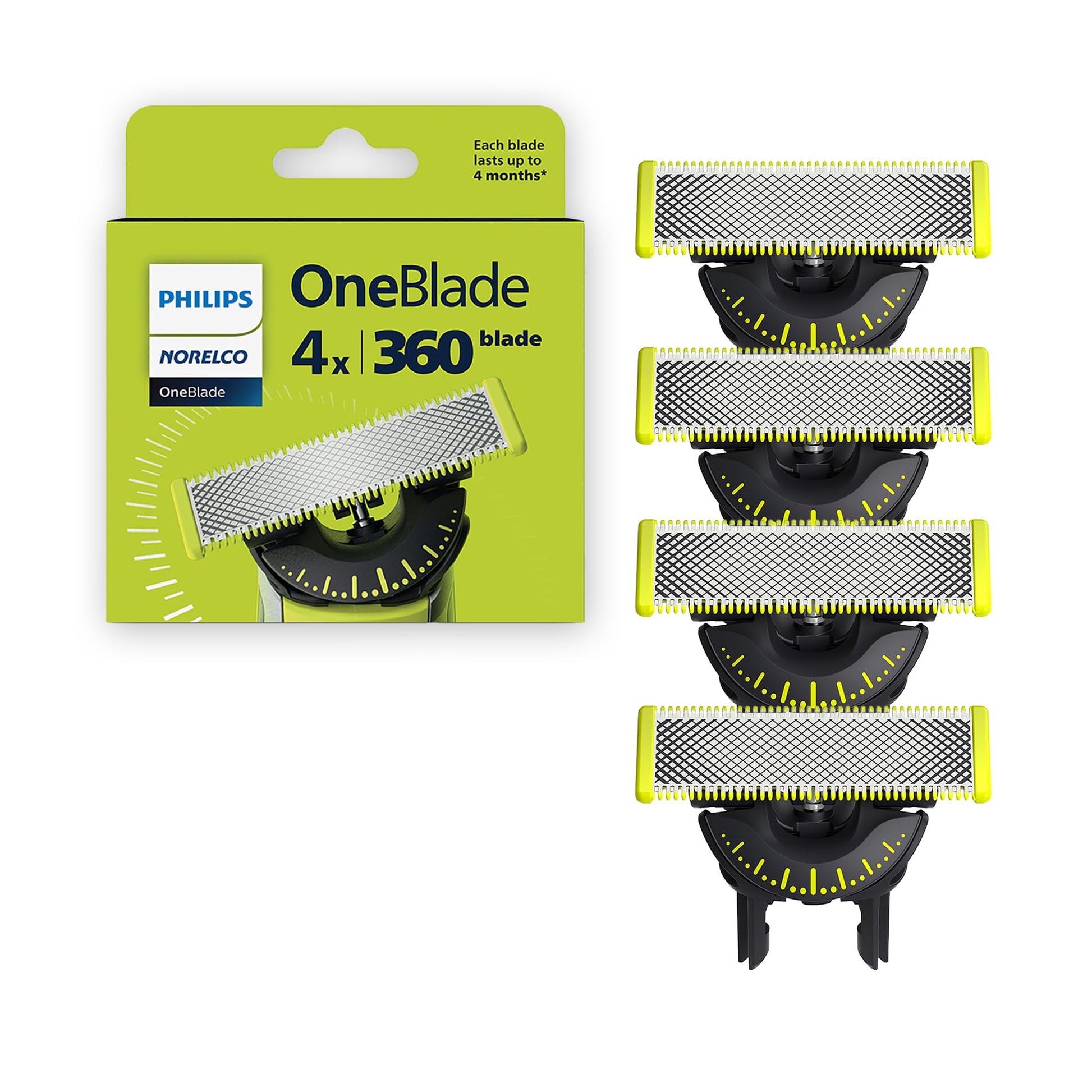 Buy now Philips Norelco OneBlade 360 Blades, Genuine Replacement Blades for OneBlade Electric Shaver and Trimmer, 4 Pack, QP440/80 4 Count (Pack of 1) OneBlade 360 at indiglob india