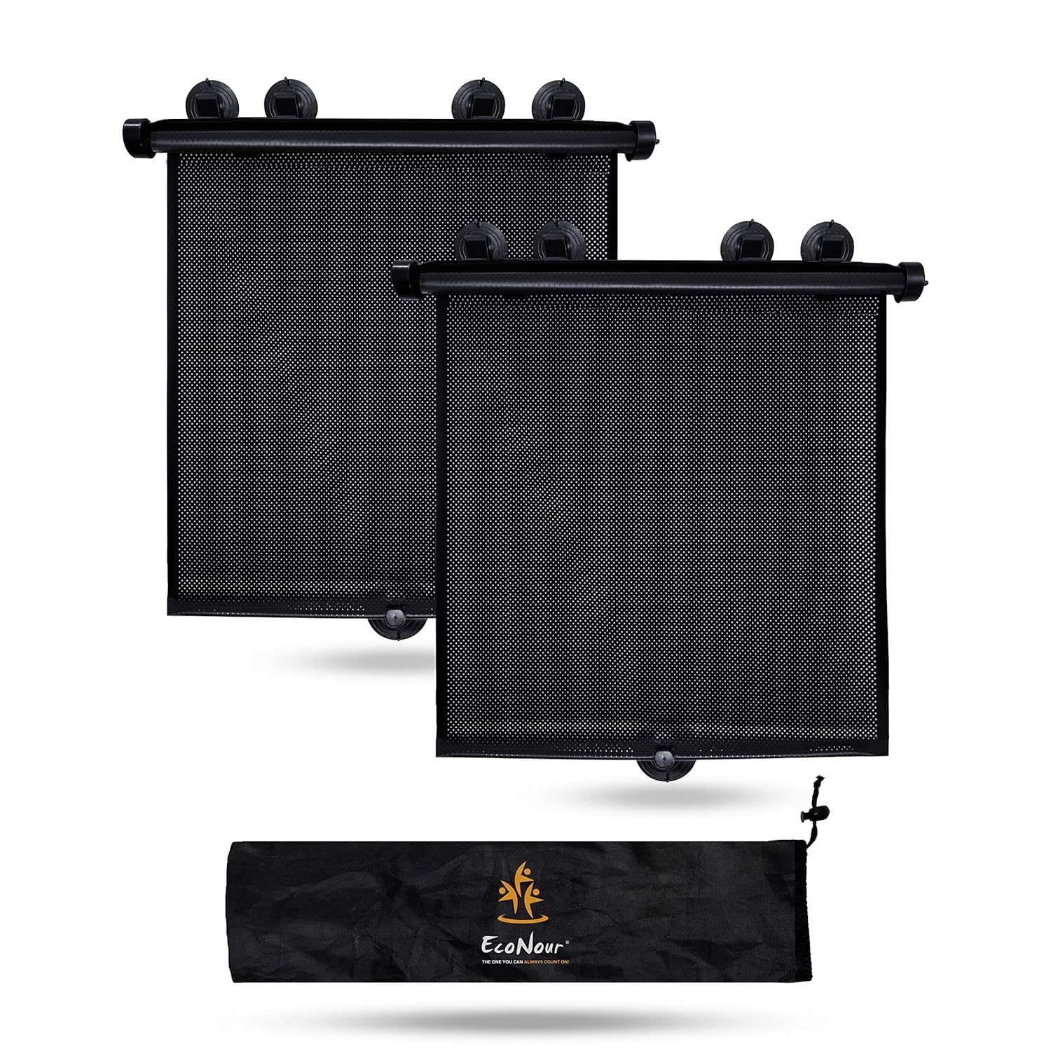 Buy now EcoNour Car Side Window Sun Shade (2 Pack) | Retractable Roller Sunshade for Kids | Baby Car Window Shades for UV and Sun Glare Protection | Baby Travel Accessories (15"x17") at indiglob india