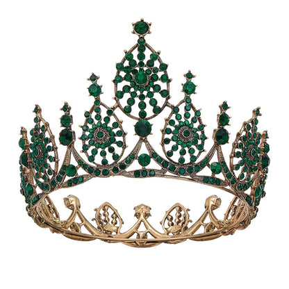 AW BRIDAL Black Baroque Queen Crown for Women, Gothic Crystal Tiara for Halloween Wedding Pageant Quinceanera Birthday Party, Rhinestone Hair Accessories for Bride