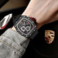 Mens Luxury Tonneau Square Watches Analog Punk Chronograph Unique Sports Wrist Watch Japanese Movement Luminous Design with Rubber Band