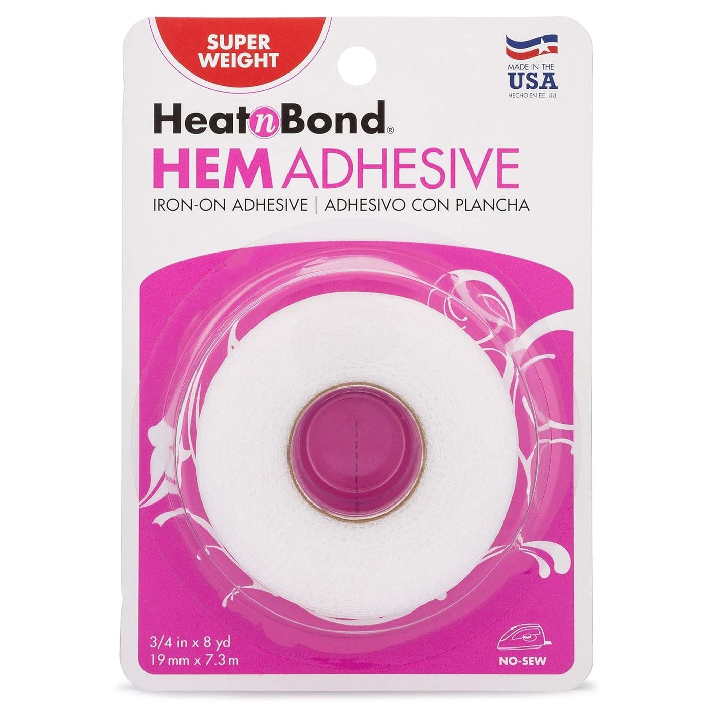 HeatnBond Hem Iron-On Adhesive, Super Weight, 3/4 Inch x 8 Yards, White