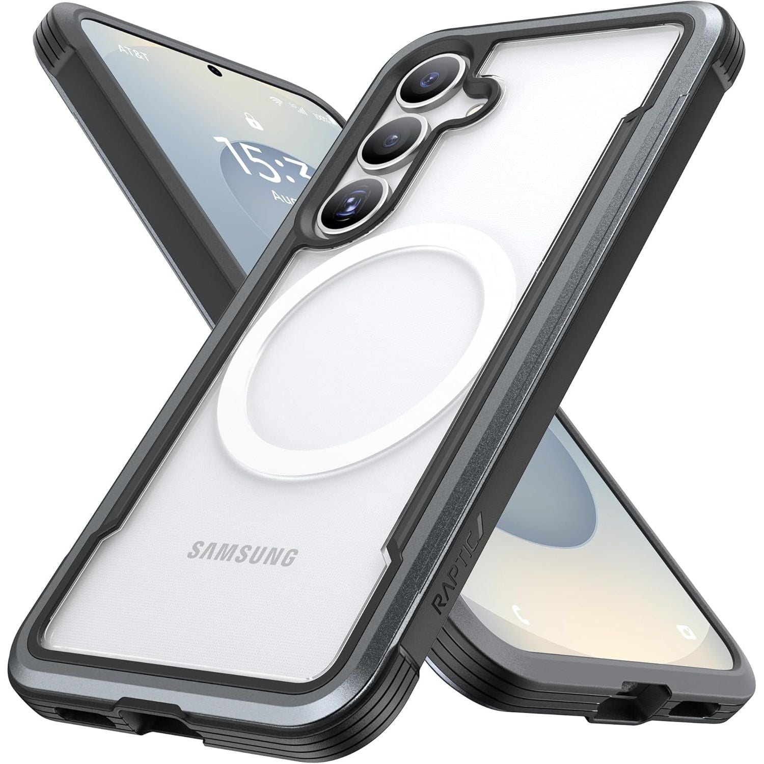 Buy now RAPTIC Shield Crystal Case for Samsung Galaxy S24 Ultra, [13FT Mil-Grade Drop Protection], [Not Yellowing Tech], Durable Anodized Shockproof Aluminum Frame Slim Samsung S24 Ultra Case, Iridescent S25 6.2" Black Grey at indiglob india