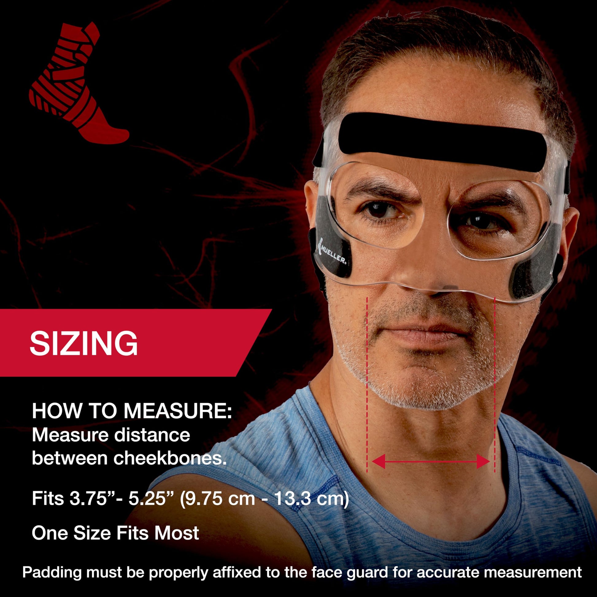 Buy now MUELLER Sports Medicine Face Mask for Men & Women, Adjustable Clear Face Guard, Nose & Cheek Protection for Basketball & Cosmetic Procedures, Shatterproof with Foam Padding, One Size at indiglob india