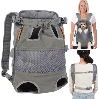 Dog Carrier Backpack - Legs Out Front - Facing Pet Carrier Backpack for Small Medium Large Dogs, Airline Approved Handsa - Canvas Mesh Free Cat Travel Bag