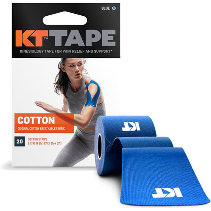 KT Tape, Original Cotton, Elastic Kinesiology Athletic Tape, 20 Count, 10” Precut Strips