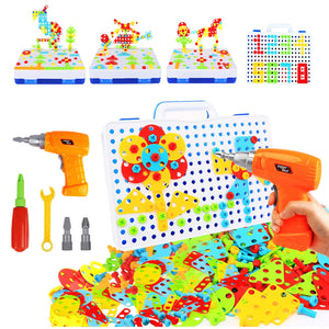 Buy now HAPTIME Design and Drill Toy, Building Toys for Kids Ages 3-8,STEM Toys for 3 4 5 6 Year Old,193 Pcs Electric Drill Toy,Magic Montessori Play Toolbox for Toddler Boys Girls Preschool at indiglob india