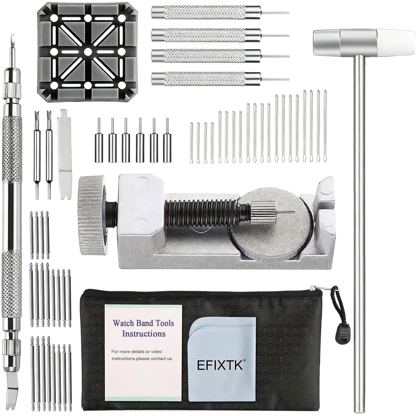 Buy now Watch Band Strap Link Pins Remover Repair Tool,24 in 1 Kit with 6 Extra Tips Replacement,20PCS Cotter Pin,Spring Bar Tool Set,1PCS Head Hammer at indiglob india