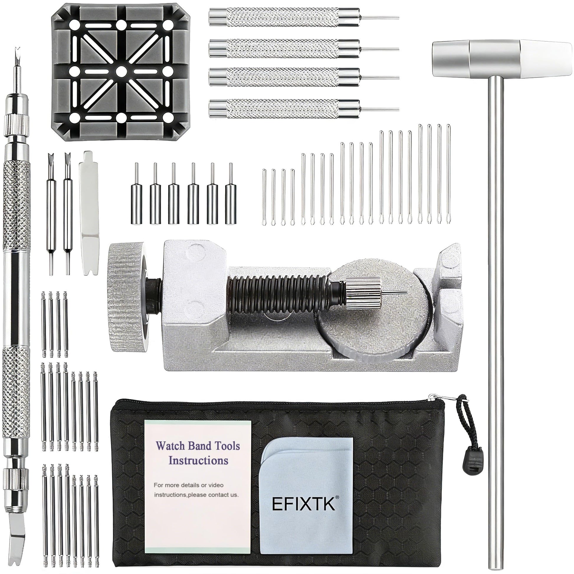 Buy now Watch Band Strap Link Pins Remover Repair Tool,24 in 1 Kit with 6 Extra Tips Replacement,20PCS Cotter Pin,Spring Bar Tool Set,1PCS Head Hammer at indiglob india