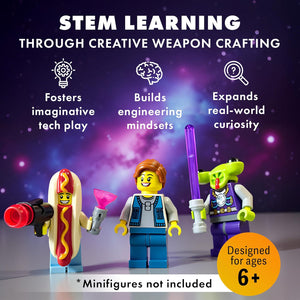 Brick Loot Light Saber & Blaster Weapons Pack, 75+ Mini Accessories for Lego Minifigures, Star Wars Building Set, Compatible with Major Brands, Includes Swords, Sabers, Guns for Kids & Adults Ages 6+