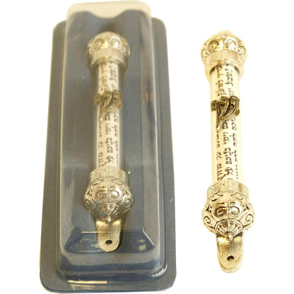 Holy Land Market Crown Mezuzah with Non-Kosher Scroll, 5 in, Gold - Antique Style, Metal Construction
