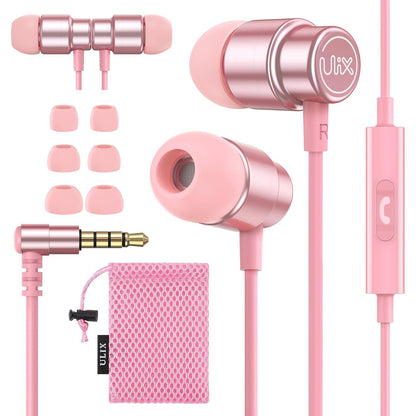 UliX Rider Wired Earbuds in-Ear Headphones, 5 Years Warranty, Earphones with Microphone, with Anti-Tangle Cable, Ear Buds for iPhone, iPad, Samsung, School Students, Kids, Women, Small Ears - Grey