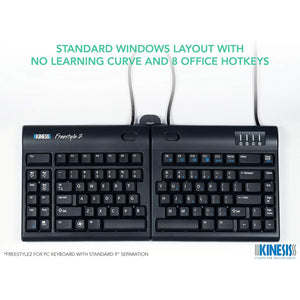 KINESIS Freestyle2 USB-A Ergonomic Keyboard w/ VIP3 Lifters for PC (9" Separation) (KB820PB-US)
