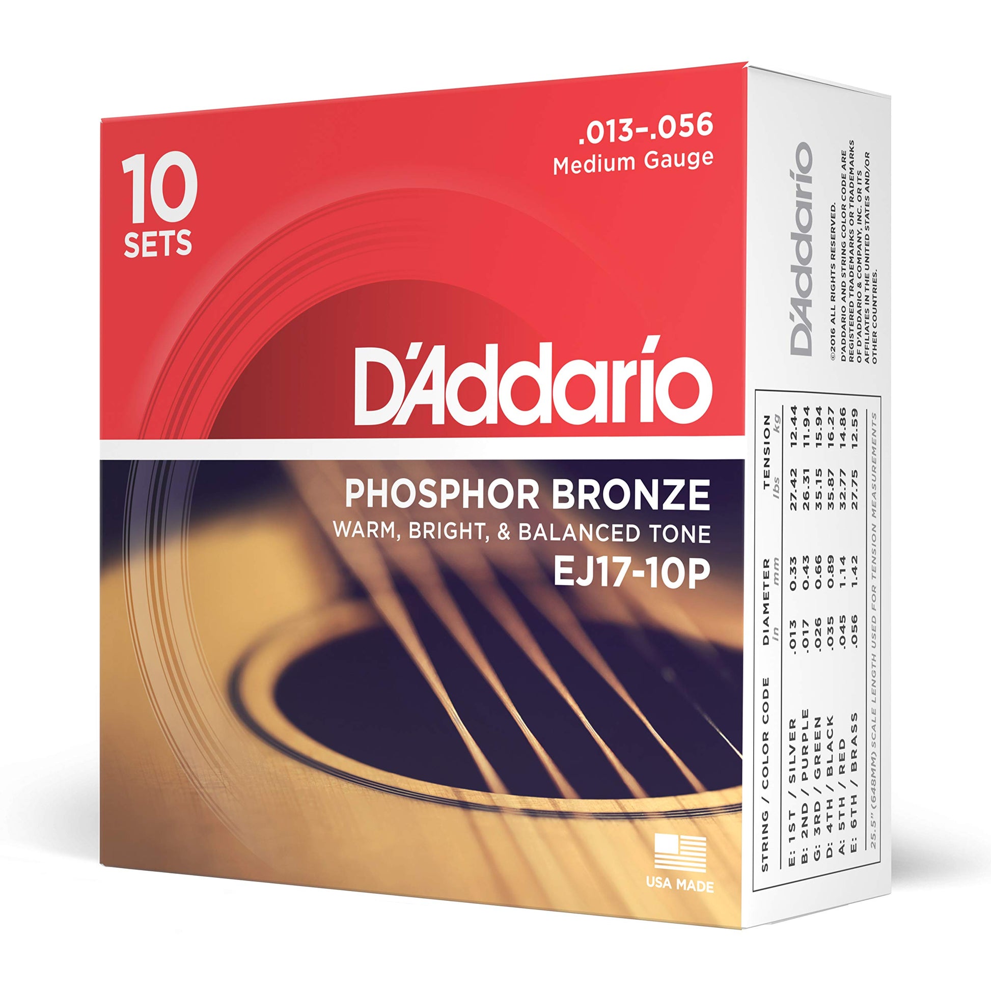Buy now D'Addario Acoustic Guitar Strings, Phosphor Bronze, EJ42, Resophonic Medium Gauge 16-56, 6-String Set, Pack of 1 10-Pack Medium, 13-56 at indiglob india