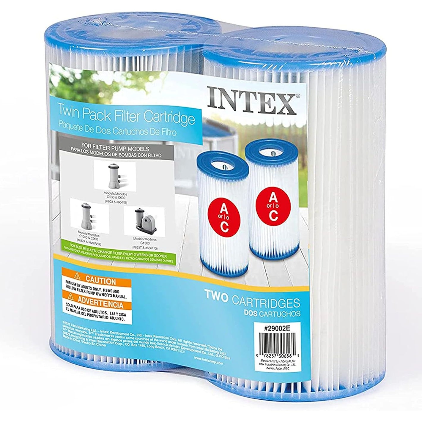 Intex 29002E Type A Pool Filter Cartridge Filter Pumps – Easy-to-Clean – Dacron Paper – Efficient Filtration – Two Pack