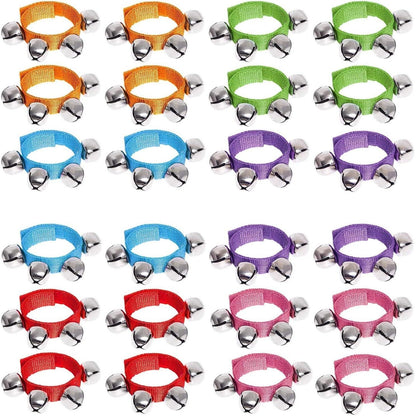 Augshy Jingle Bells, 24 Pcs Wrist Band Jingle Bells, 12 Musical Instruments Gift for Kids