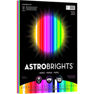 Astrobrights Color Paper, 8.5” x 11”, 24 lb/89 gsm, Spectrum 25-Color Assortment, 150 Sheets (80933-01)