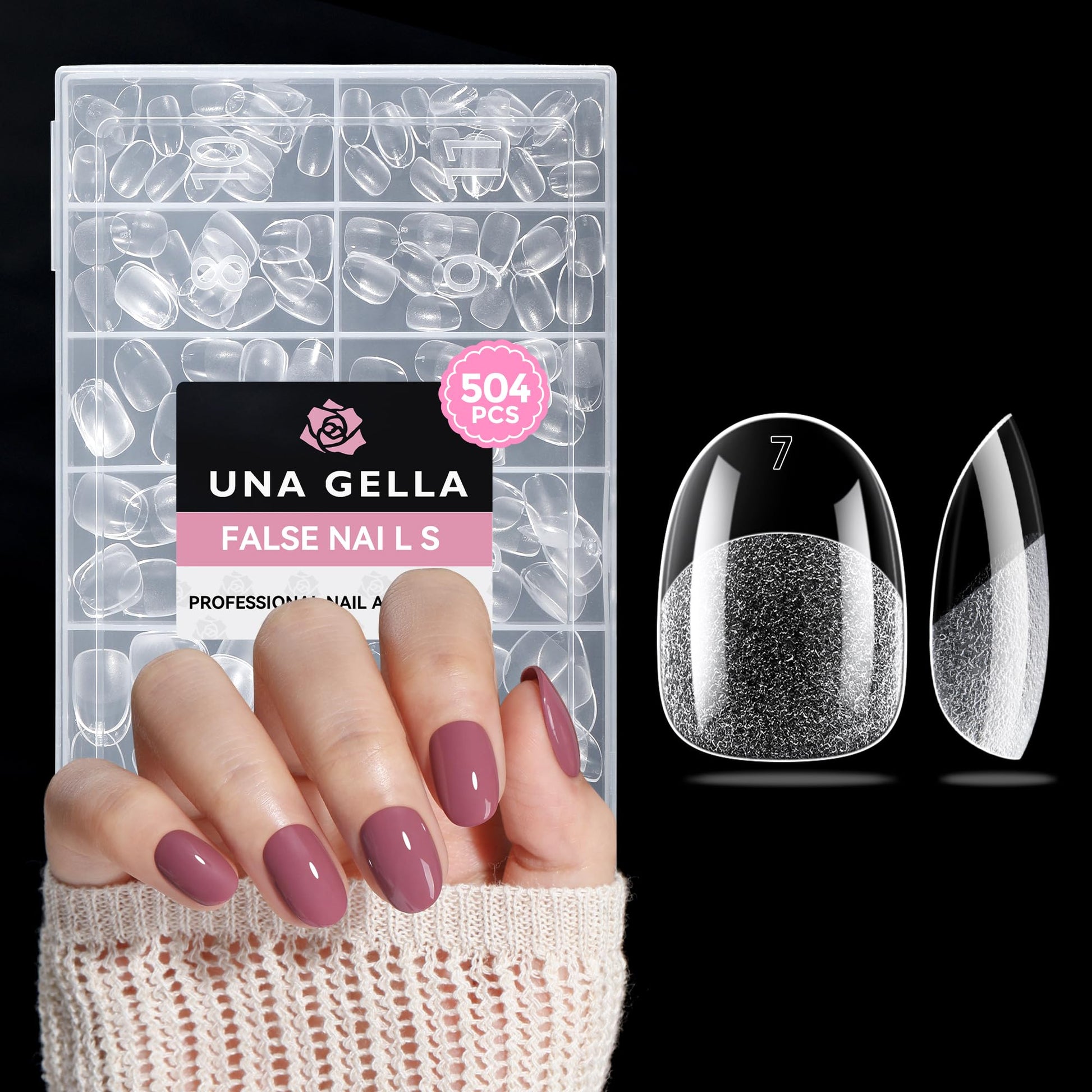 Buy now UNA GELLA Almond Gel Nail Tips, 504PCS Pre Etched Clear Fake Nails Tips Medium Almond Shape - 12 Sizes Full Cover Soft Acrylic Press On Nail Extensions No C Curve Gift for Diy at Home Oval XS at indiglob india