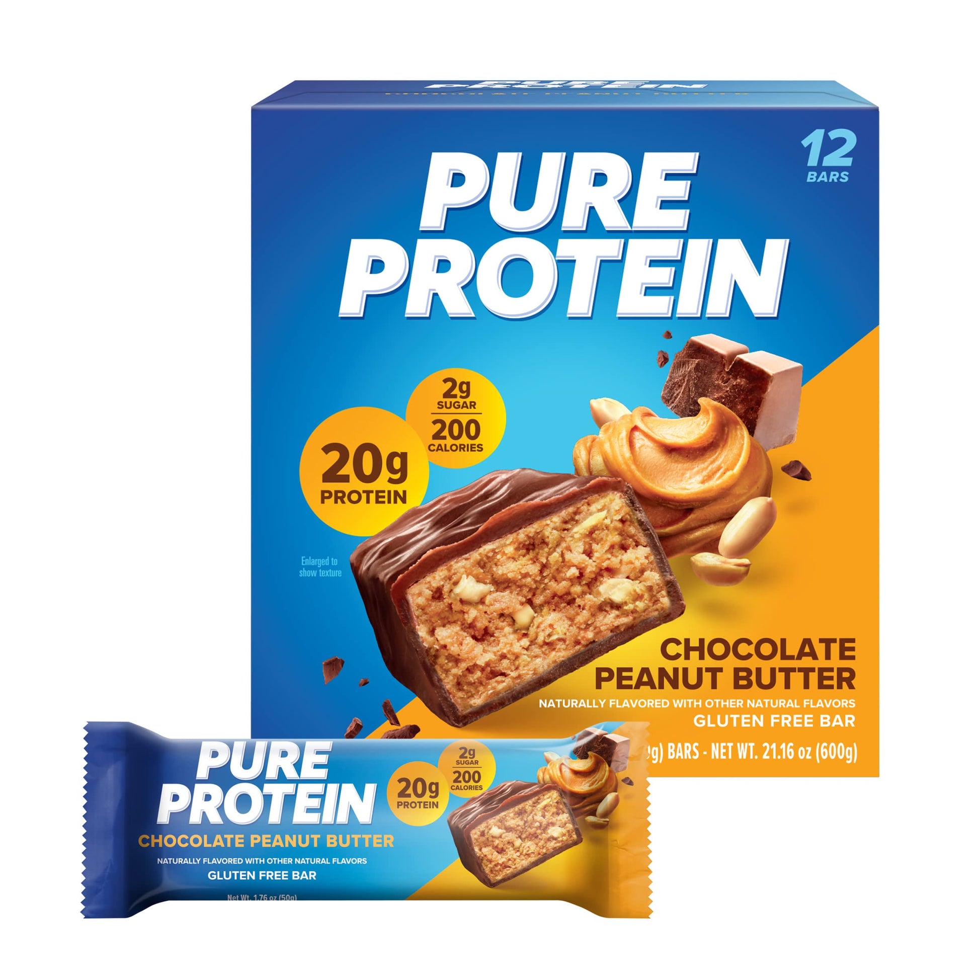 Buy now Pure Protein Chocolate Peanut Caramel Protein Bars – 20g Protein, 3g Sugar, 190 Calories (12 count) Low Sugar* High Protein Snack - Gluten Free - Perfect for a Healthy Snack at indiglob india
