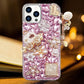 Guppy for iPhone 14 Pro Max Bling Glitter Case,Luxury Diamond Rhinestone Gemstone 3D and Flower Gemstone Pumpkin Car Tower Pendant Pearl Soft TPU Back Cover Case for Women Pink