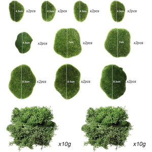 Chuangdi 20 Pieces Artificial Moss Rock Assorted Sized Decorative Faux Green Stones Green Moss Balls Decor for Floral Arrangements and Crafting Gardens