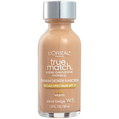 L’Oréal Paris Makeup True Match Super-Blendable Liquid Foundation, Porcelain W1, 1 Fl Oz,1 Count