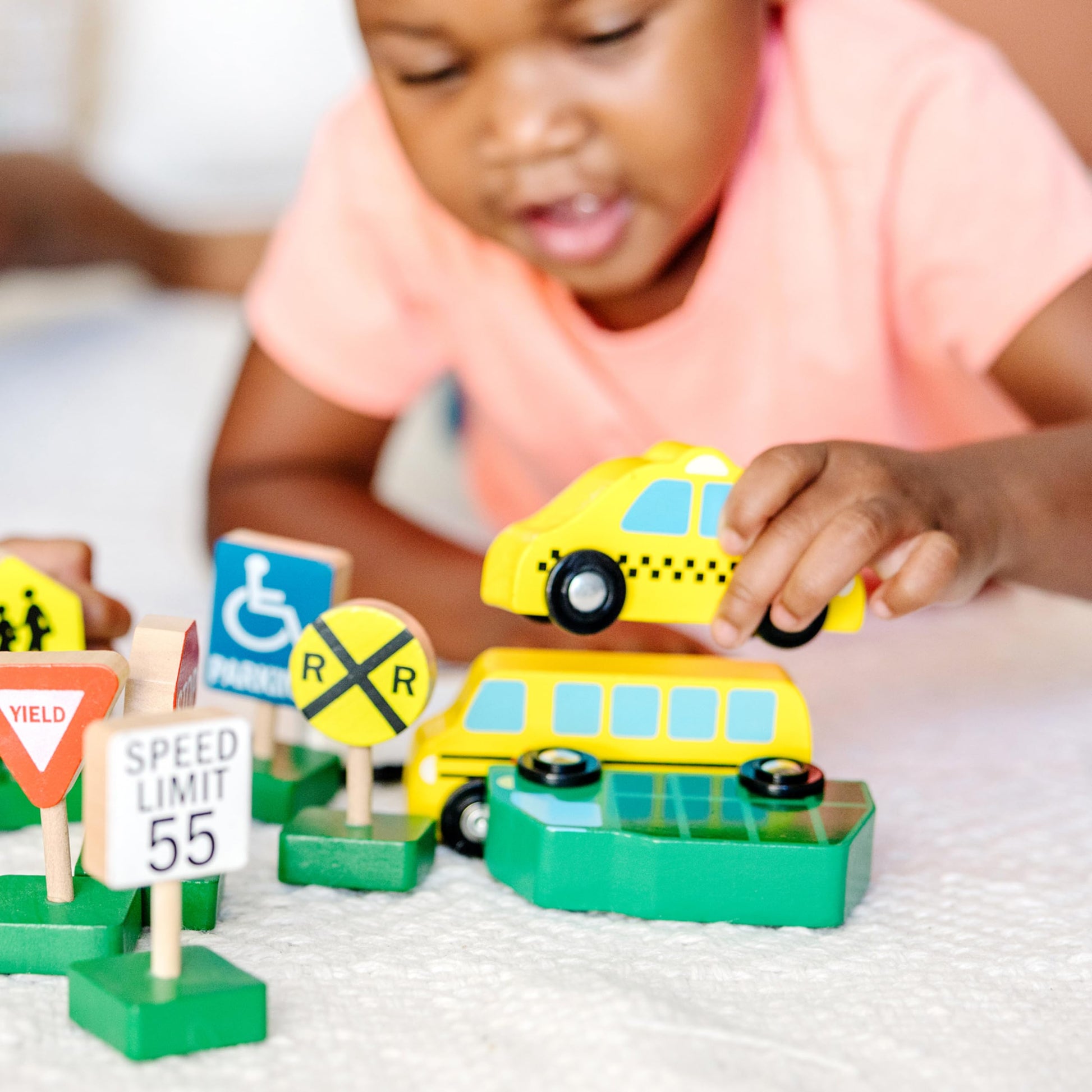 Buy now Melissa & Doug Wooden Vehicles and Traffic Signs with 6 Cars and 9 Signs at indiglob india