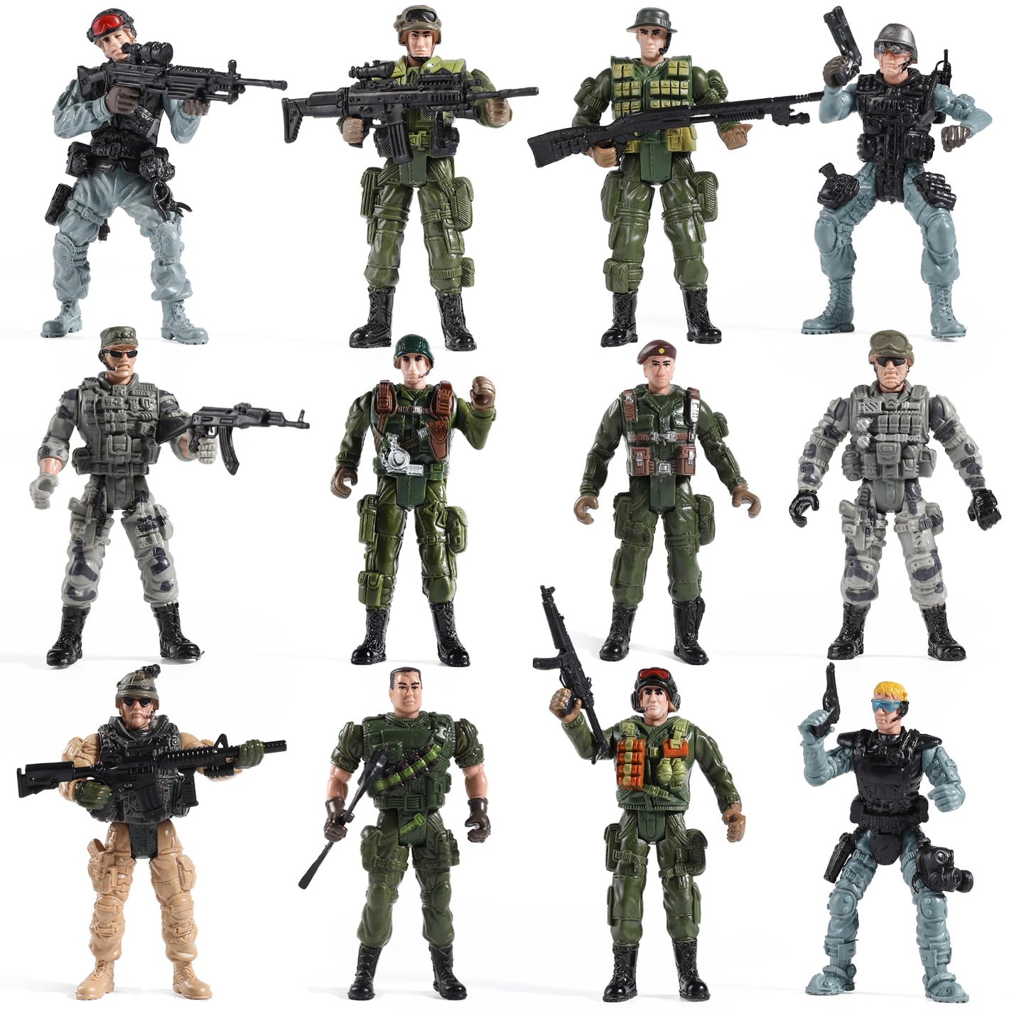 Buy now Mr.River US Army Men and SWAT Team Toy Soldiers Action Figures with Military Weapons Accessories for Kids Boys Girls,12Pcs at indiglob india
