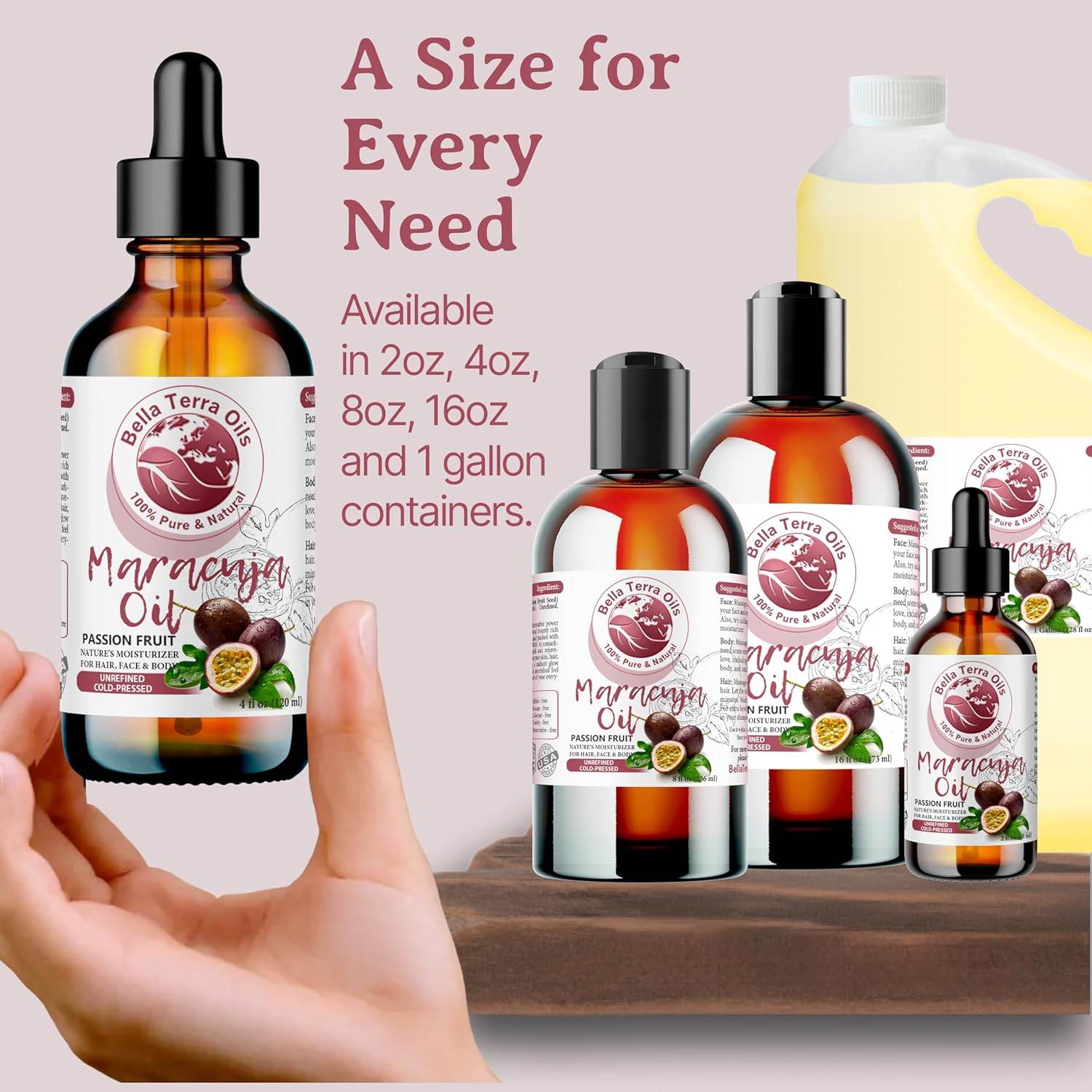 Bella Terra Oils - Maracuja Seed Oil 4oz - Dive into the Passion Fruit's Nutritional Profile, Enriched with Vitamin A & Essential Fatty Acids, for Natural Skin Nourishment - My Store