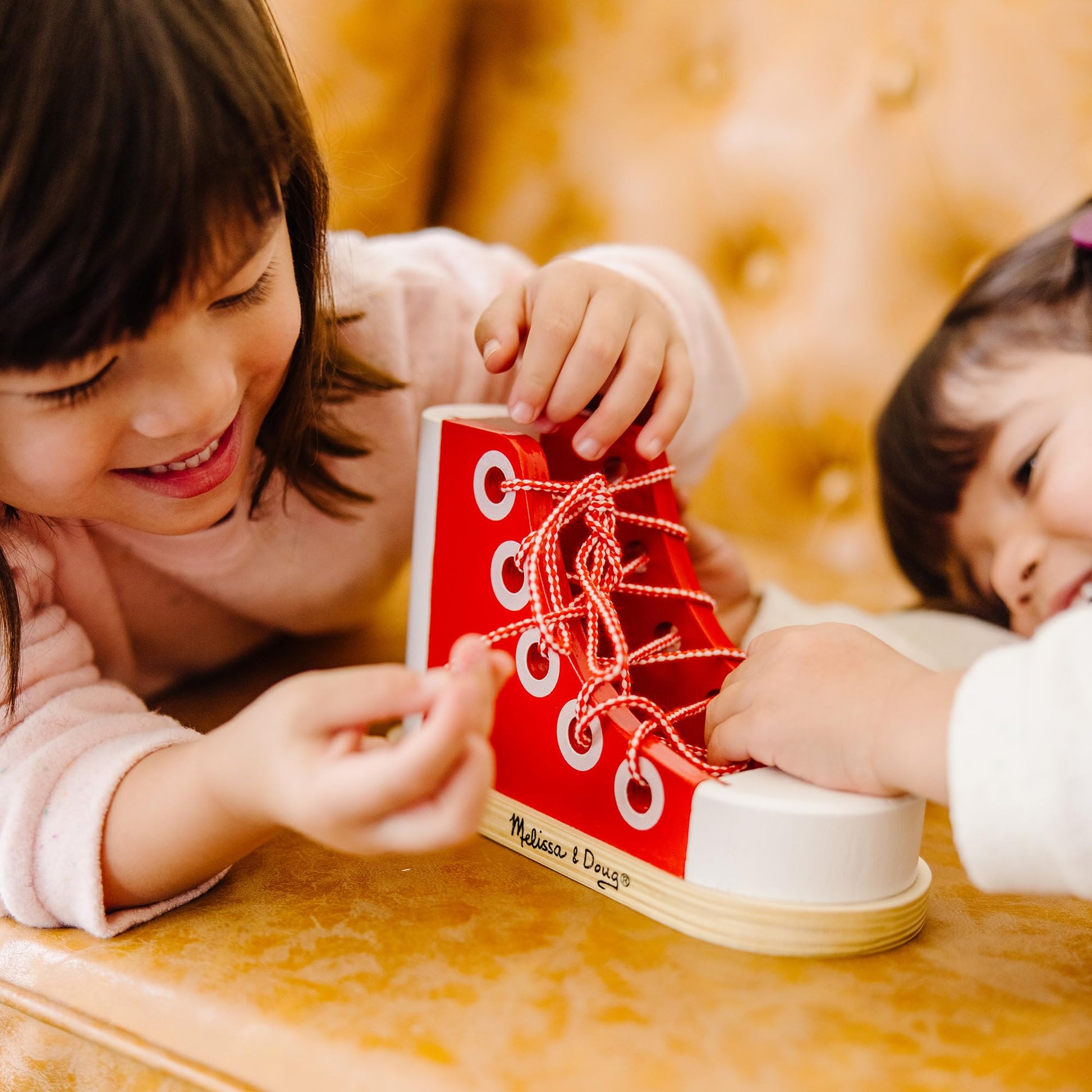 Buy now Melissa & Doug Deluxe Wood Lacing Sneaker - Learn to Tie a Shoe Educational Toy at indiglob india