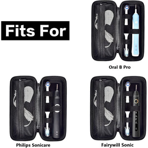 Toothbrush Travel Case Compatible with Oral-B Pro 1000, 2000, 3000, 3500, 1500/ for Philips Sonicare ProtectiveClean 4100 5100 Electric Toothbrush with Mesh Pocket for Accessories - Black (Bag Only)
