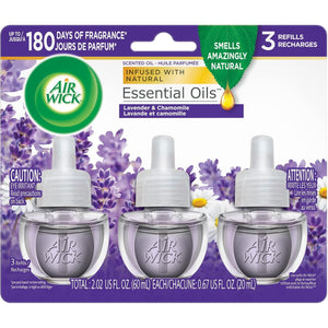 Air Wick Plug in Scented Oil Refill, 3ct, Lavender & Chamomile, Air Freshener, Essential Oils