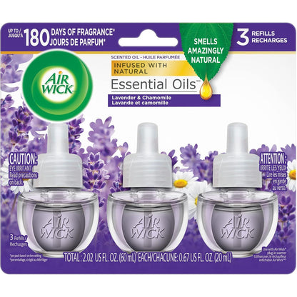 Air Wick Plug in Scented Oil Refill, 3ct, Lavender & Chamomile, Air Freshener, Essential Oils