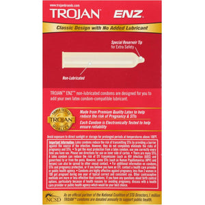 Trojan ENZ Natural Latex Non-Lubricated Condoms - 12 Count