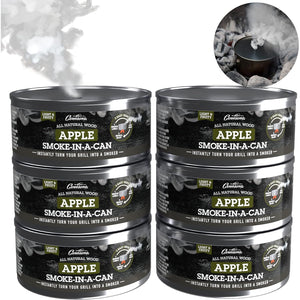 Camerons Smoking Wood Pellets - Instant Disposable Smoke Box Cans Turn Any Grill into a Smoker (Apple)- Value 6 Pack Gift Set of All Natural BBQ Wood