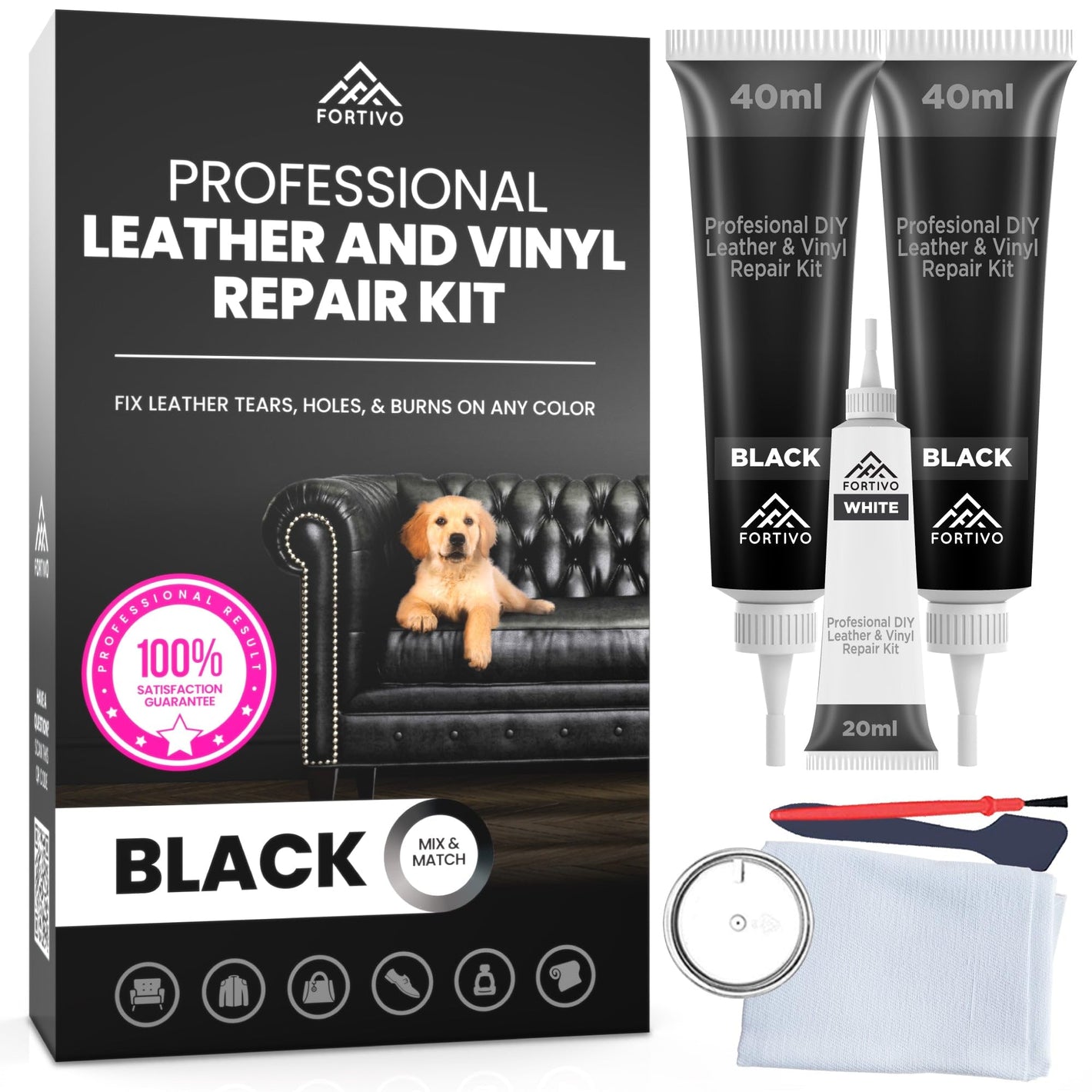 Buy now Professional Black Leather Repair Kit for Furniture, Couches, Boots, and Purses, Scratch Repair and Car Leather Restoration, All-Inclusive Vinyl Repair Kit, Quick and Easy to Use at indiglob india