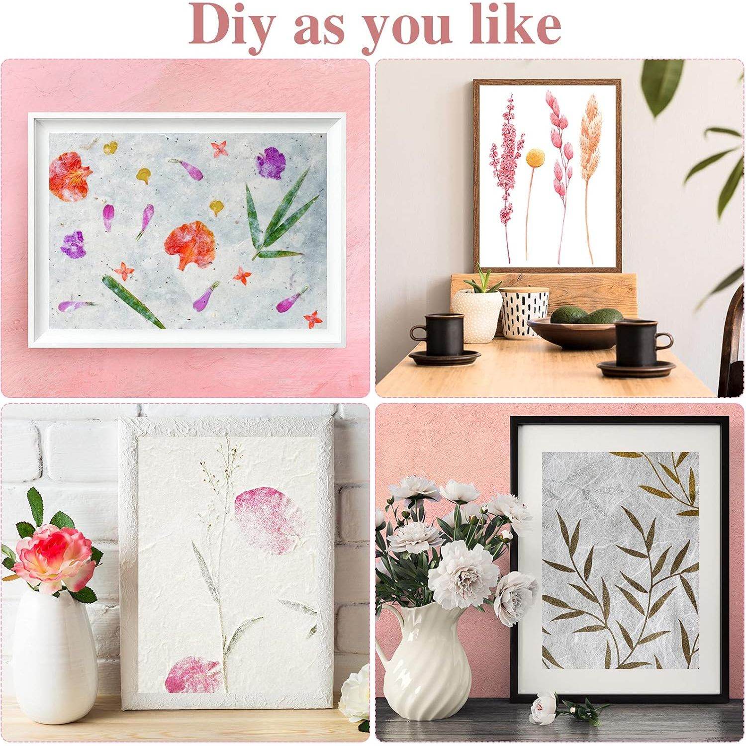 12 Pieces Paper Making Kit, 2 Size Wooden Paper Making Mould Frame, Dried Flowers, Sponge with Replace Mesh Cloth for DIY Craft - My Store