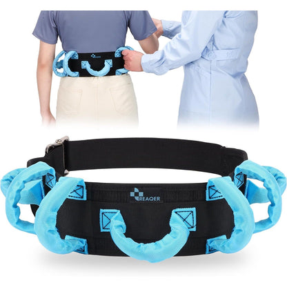 REAQER Gait Belt Transfer Belts for Lifting Seniors Walking and Standing Assist Aid for Bariatric, Elderly, Handicap, Occupational & Physical TherapyCaregiver Nurse Therapist