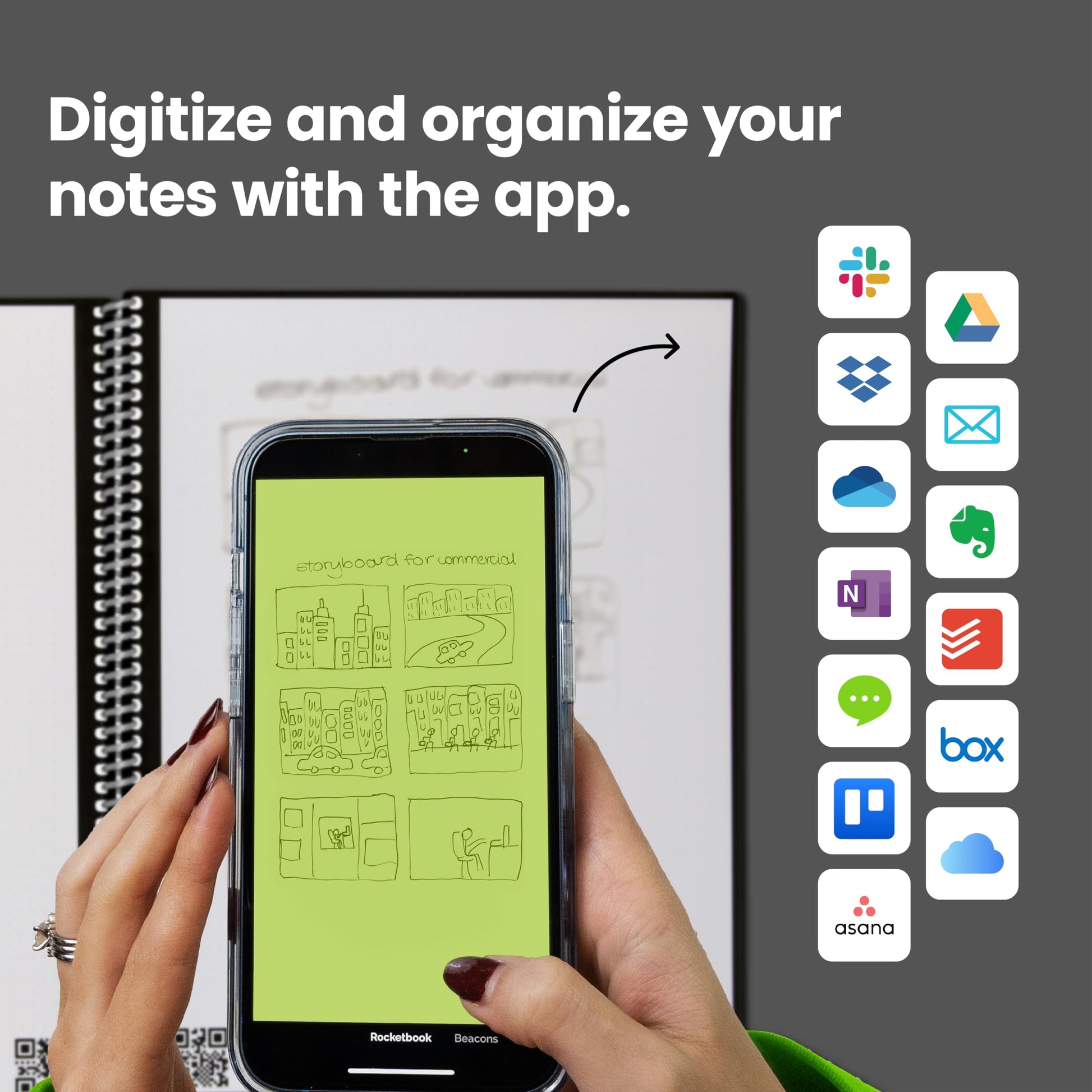 Buy now Rocketbook Core Reusable Spiral Notebook, Letter Size 8.5x11, Black - Dotted Pages, App-Connected, Erasable, Durable Cover, Ideal for School, Work, and Creative Projects at indiglob india