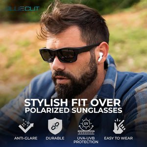 BLUE CUT Fit Over Polarized Sunglasses Driving Clip-on Over Glasses, Solar Shield Sunglasses Over Prescription Glasses