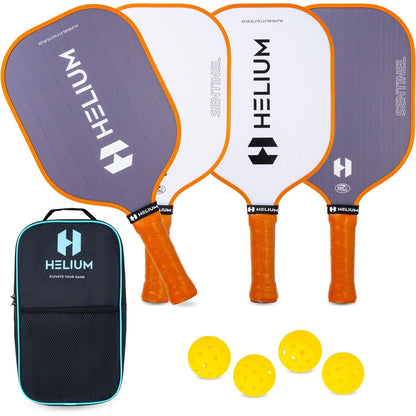 Helium Pickleball Paddles Set of 4 - USAPA Certified - Graphite Fiberglass Surface, Lightweight Honeycomb Core