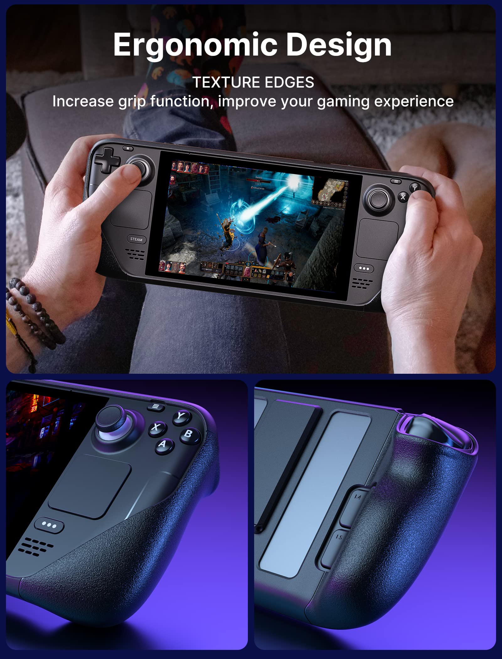 Buy now JSAUX Kickstand Case Compatible with Steam Deck/OLED, PC0105 Upgrade The Adjustable Angle Stand Steam Deck Cover TPU Protective Case, Shock-Absorption, Non-Slip and Anti-Scratch Design at indiglob india
