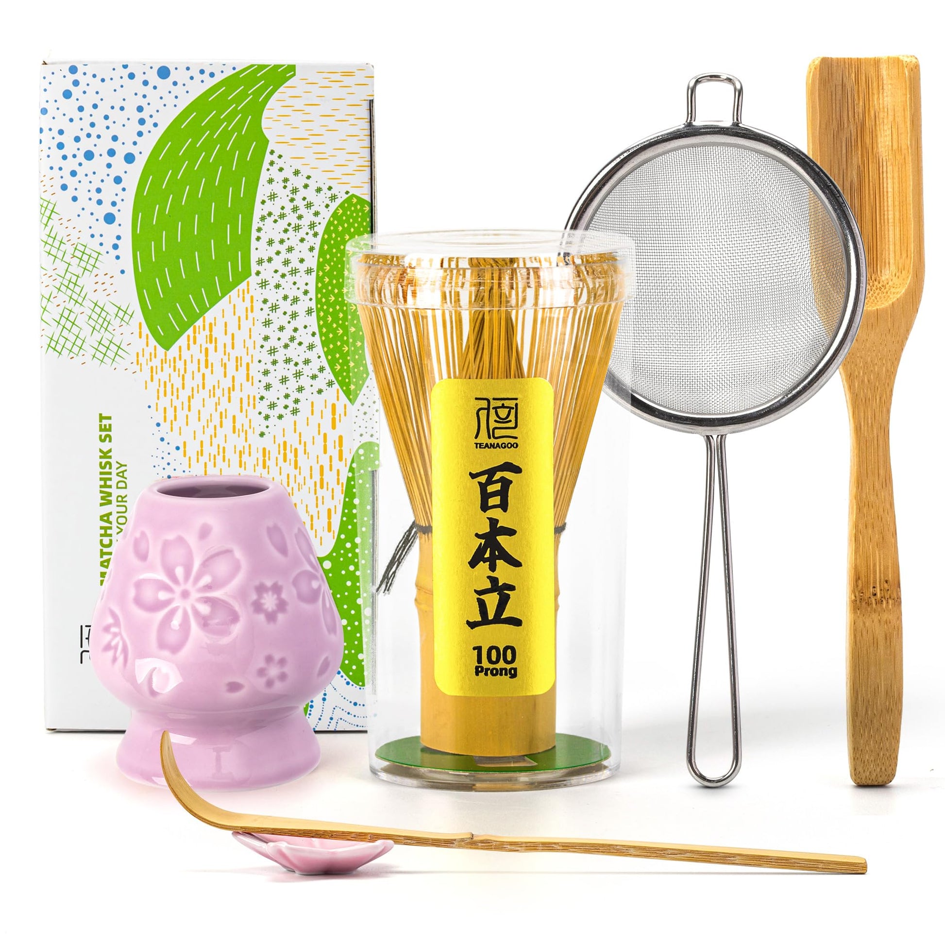 Buy now TEANAGOO MA-01 Japanese Matcha Ceremony Accessory, Matcha Whisk (Chasen), Traditional Scoop (Chashaku), Tea Spoon, Whisk Holder, The Perfect Set to Prepare a Traditional Cup of Matcha.… at indiglob india