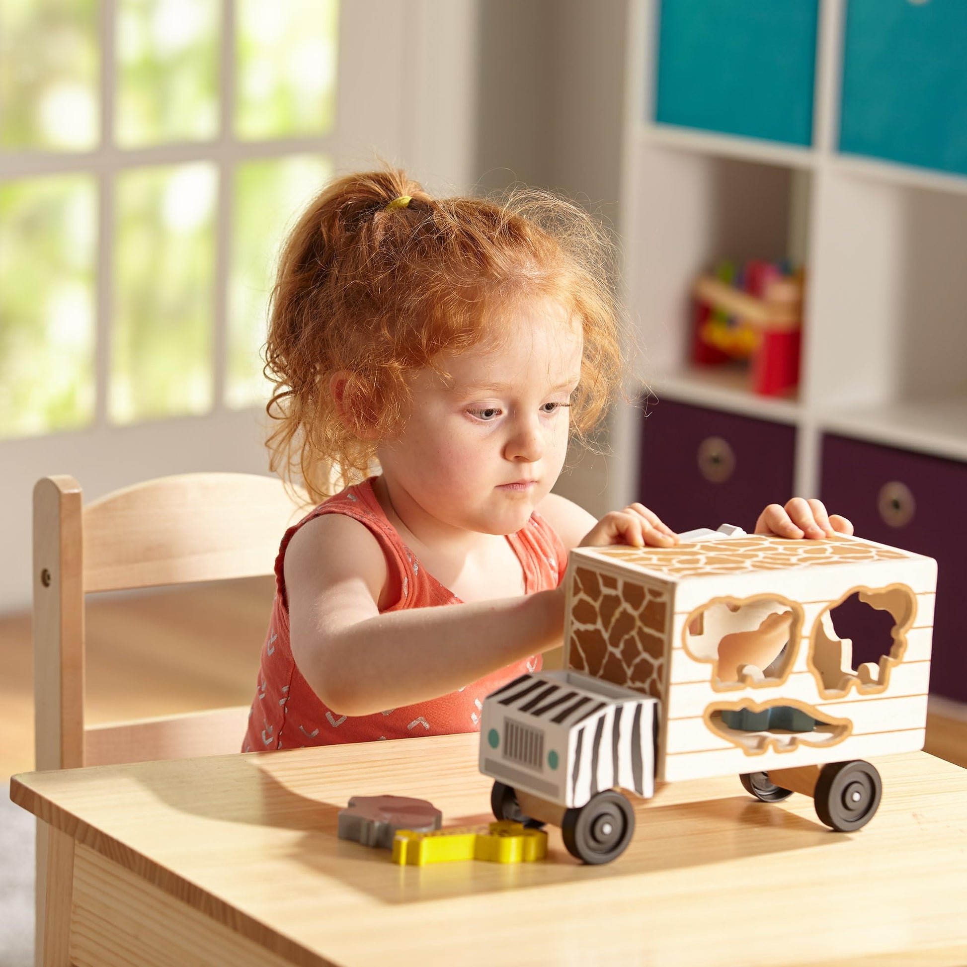 Buy now Melissa & Doug Animal Rescue Shape-Sorting Truck - Wooden Toy with 7 Animals and 2 Play Figures at indiglob india